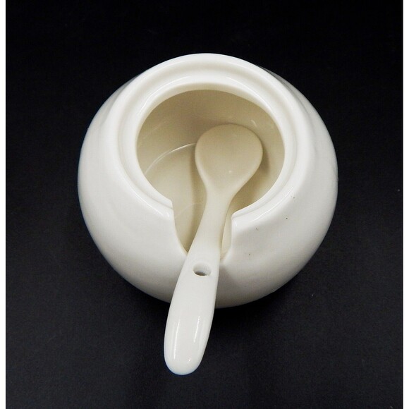 Debora Carlucci White Porcelain Creamer and Sugar Holder in One With Spoon - Picture 9 of 13